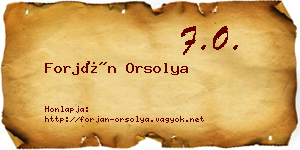 Forján Orsolya névjegykártya